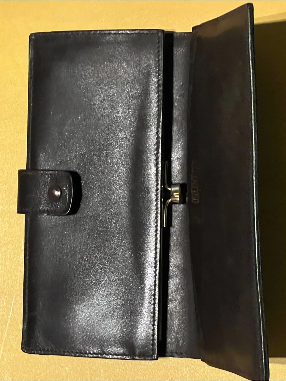 Fendi Brown and Black Zucca Snap Continental Wallet